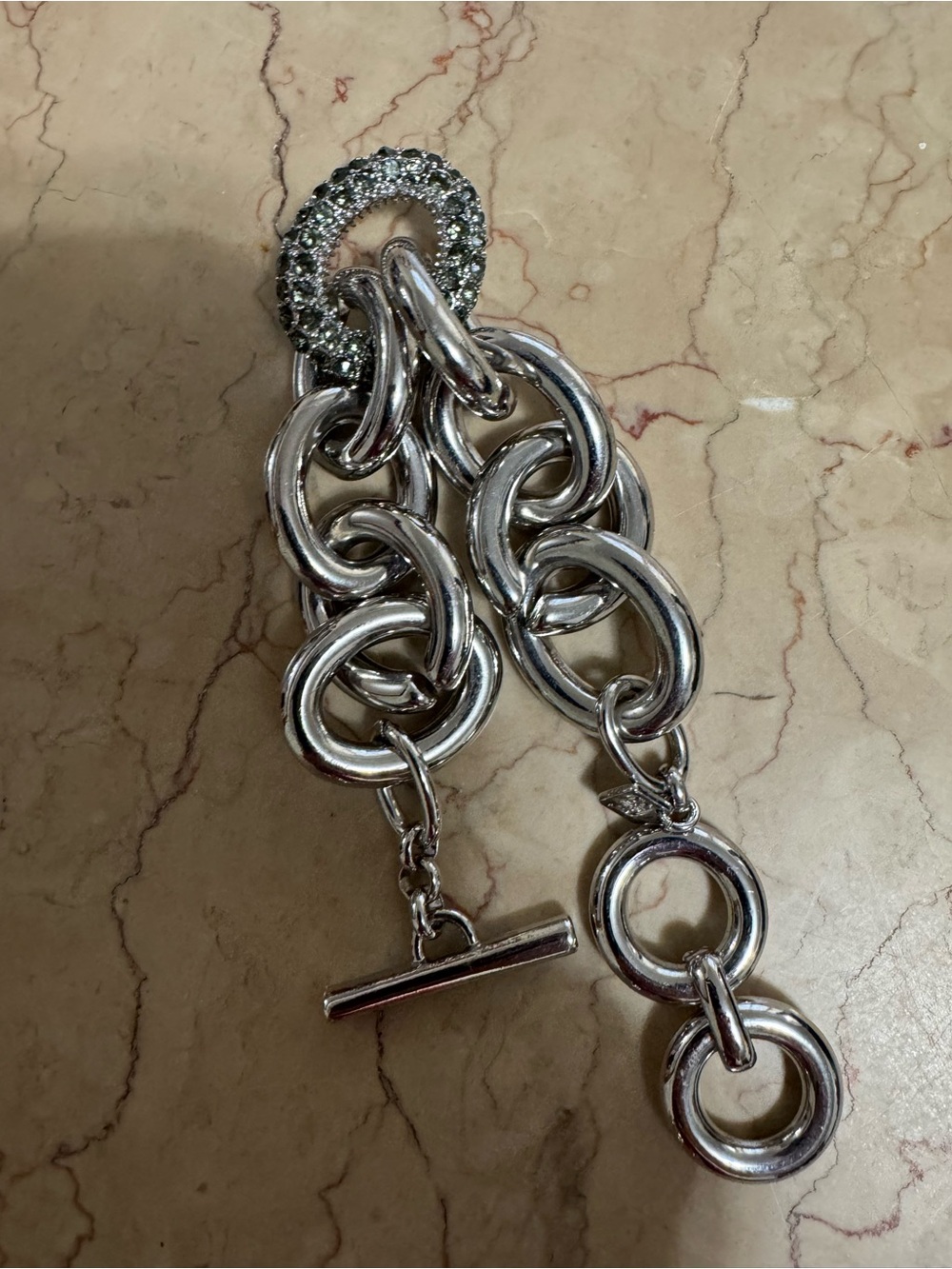 Banana Republic Silver-Tone Chunky Chain Bracelet with Crystal Loop